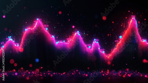 A colorful graph with red and blue lines and dots