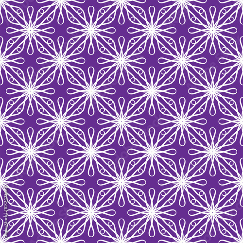 White abstract flower on lilac seamless pattern