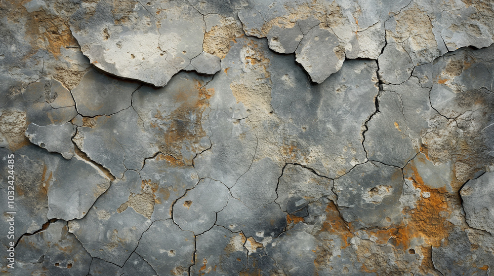 Old, cracked stone texture featuring a weathered surface with deep cracks and rough edges in gray and beige tones, showcasing an aged and worn-out appearance, perfect for architectural or grunge desi Old, cracked stone texture featuring a weathered surface with deep cracks and rough edges in gray and beige tones, showcasing an aged and worn-out appearance, perfect for architectural or grunge desi