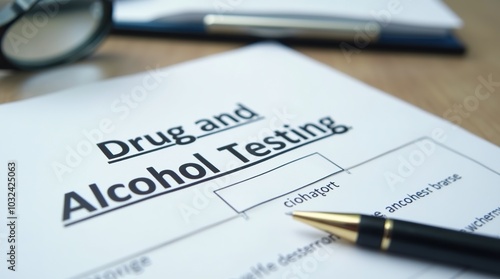 Drug and alcohol testing consent form on office table