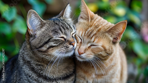 Zwei Katzen schmusen 