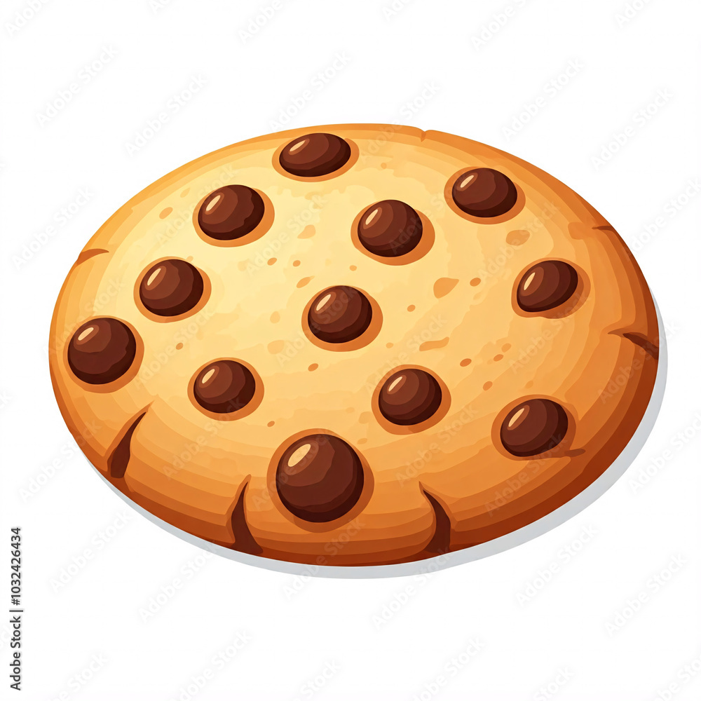 cartoon chocolate chip cookie illustration on white background cartoon chocolate chip cookie illustration on white background