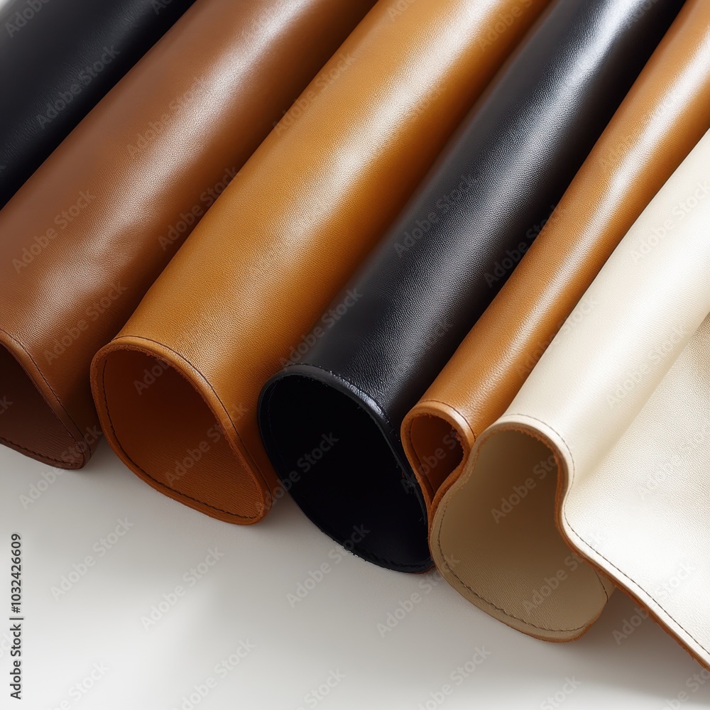 Variety of Textured Leather Strips in Different Colors Variety of Textured Leather Strips in Different Colors