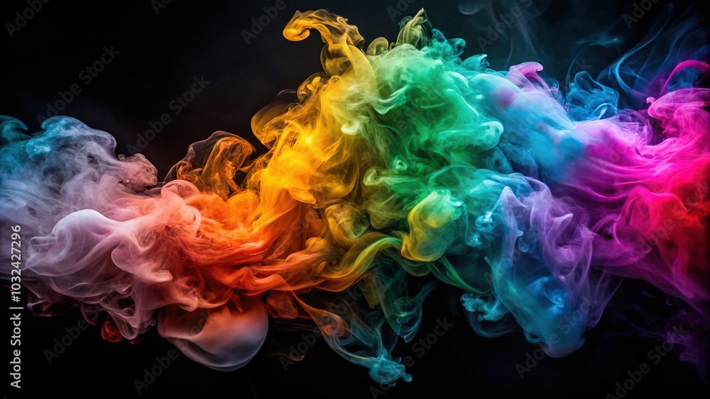 Obraz premium Alcohol Ink Smoke Against Dark Background - Low Light Photography