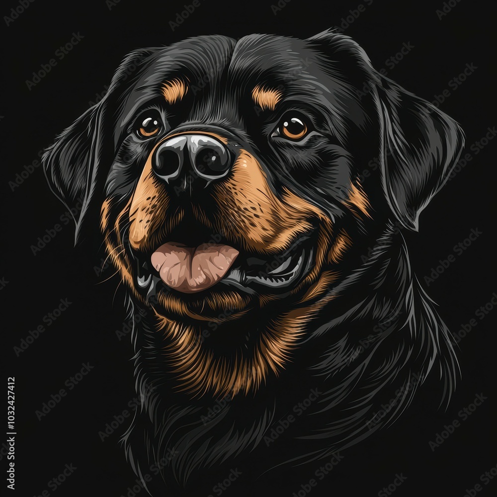 Rottweiler portrait on black background Rottweiler portrait on black background