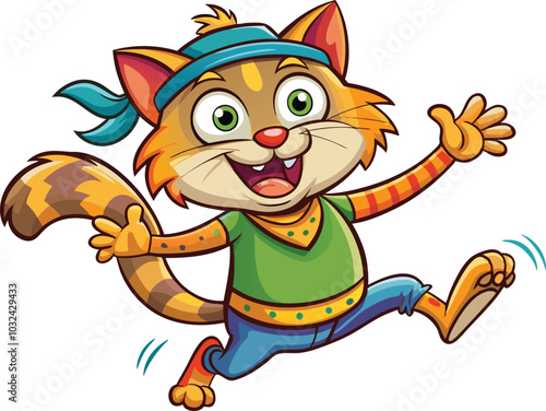 Funny cartoon dancing cat clipart vector