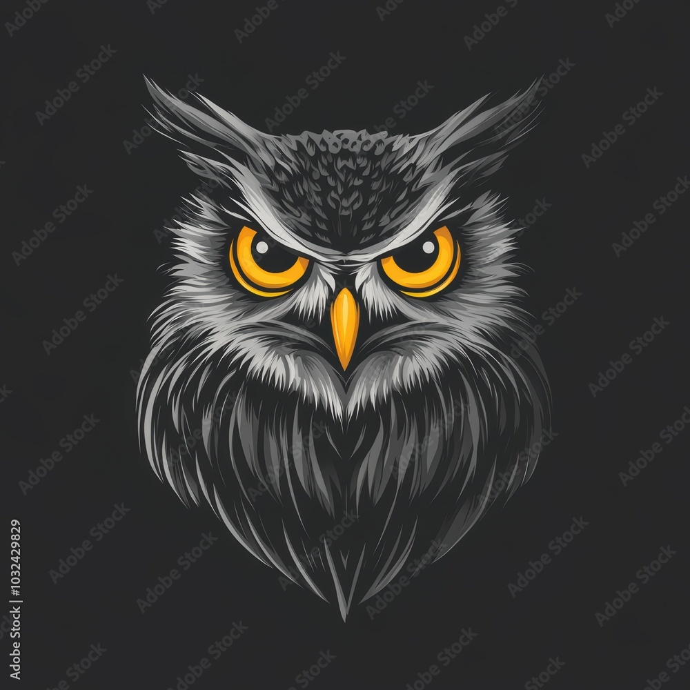 Owl illustration on black background Owl illustration on black background