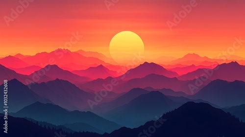 Majestic Mountainscape at Dusk:Dramatic Silhouettes of Towering Peaks Against the Fading Glow of a Sunset. A Serene and Landscape Scene.