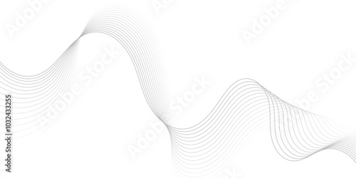 Gray wave curve lines abstract background with flowing particles. Digital energy waves technology concept. Modern backdrop design for business, presentation, banner.