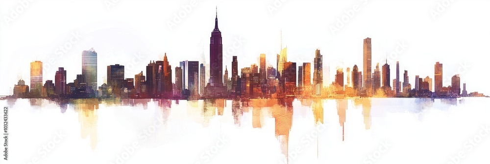 Obraz premium New York city skyline on white background 