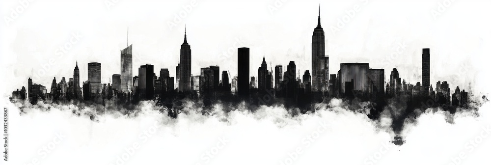 Obraz premium New York city skyline on white background