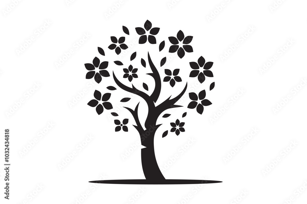 Floral Tree Silhouette Vector Art And Illustration Floral Tree Silhouette Vector Art And Illustration