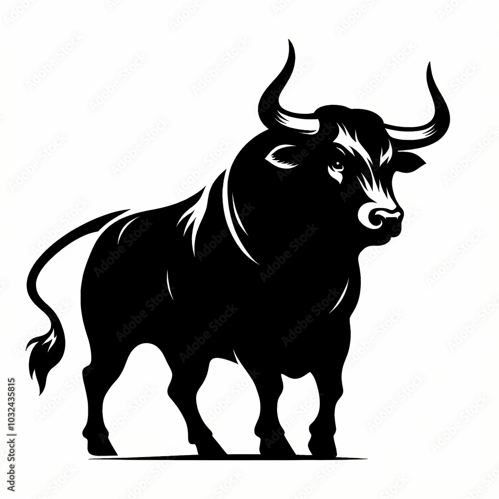 Black minimalist silhouette of a bull on a white background, perfect for strong and bold designs or logos. Black minimalist silhouette of a bull on a white background, perfect for strong and bold designs or logos.
