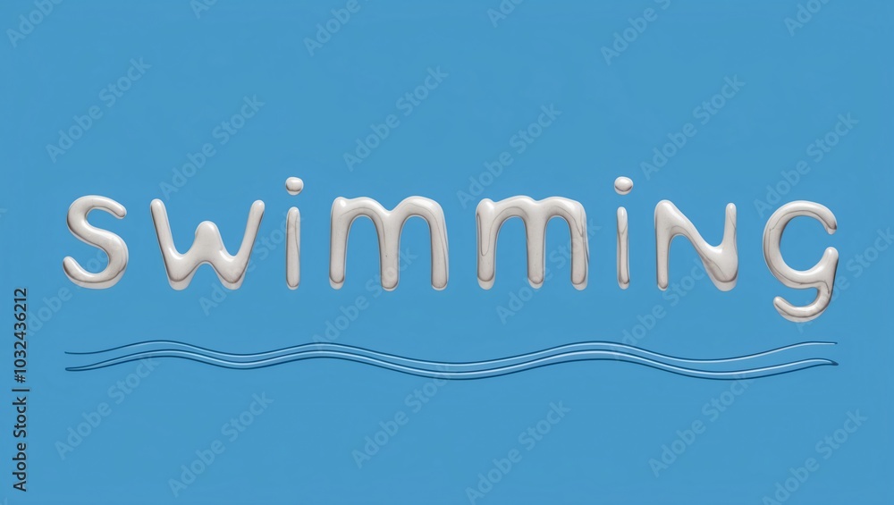 Fototapeta premium Wavy Fluid Letters on Blue Background