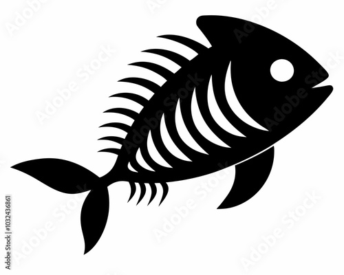 fish skeleton silhouette vector art,Fishbone silhouette vector art