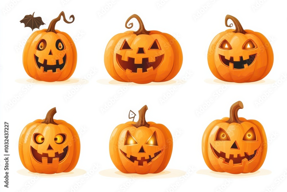 Halloween Pumpkins on White Background. Halloween Pumpkins on White Background.