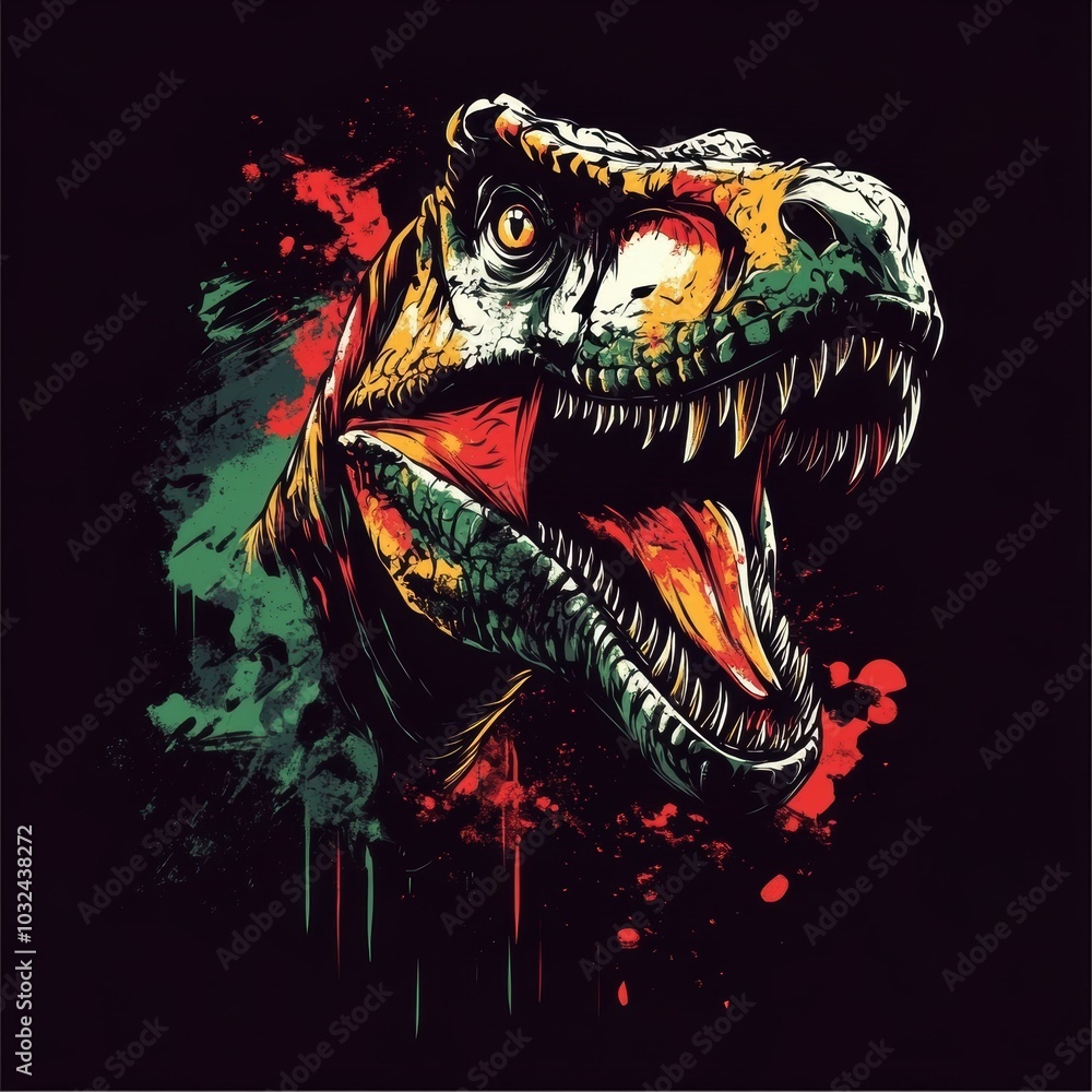 Dinosaur head illustration with vibrant colors Dinosaur head illustration with vibrant colors