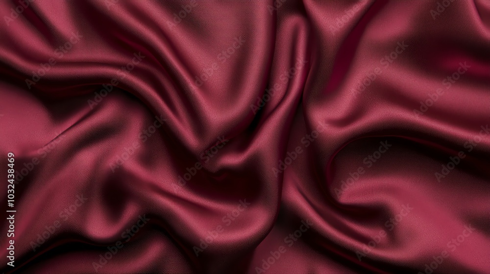 The luxurious, silky fabric drapes in soft, flowing curves, creating a backdrop of rich red maroon with a hint of velvet texture The luxurious, silky fabric drapes in soft, flowing curves, creating a backdrop of rich red maroon with a hint of velvet texture