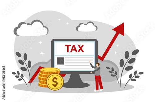 The concept of tax increases. Tax office. Payment of taxes