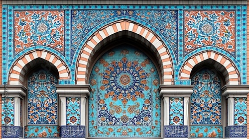 Ornate architectural facade with intricate tilework.