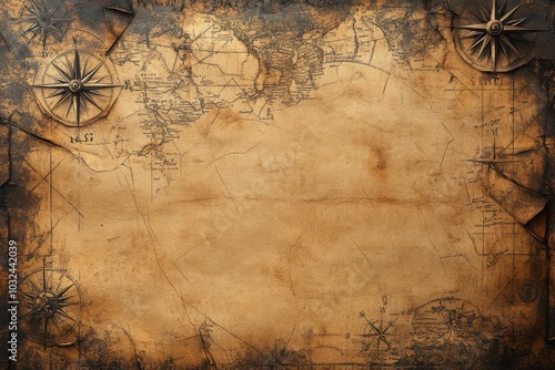 Vintage Aged Paper Background with Old Map Design