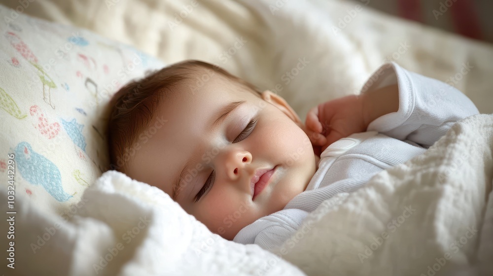 Peaceful Baby Sleeping Soundly in Cozy Blanket Peaceful Baby Sleeping Soundly in Cozy Blanket