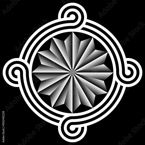 celtic knot georgian style isolated on black background logo tattoo icon. vector illustration.