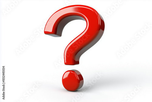 Red 3D Question Mark Symbol on White Background