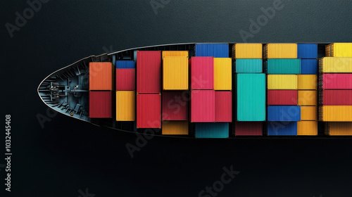 Colorful containers on freight ship create vibrant scene at sea