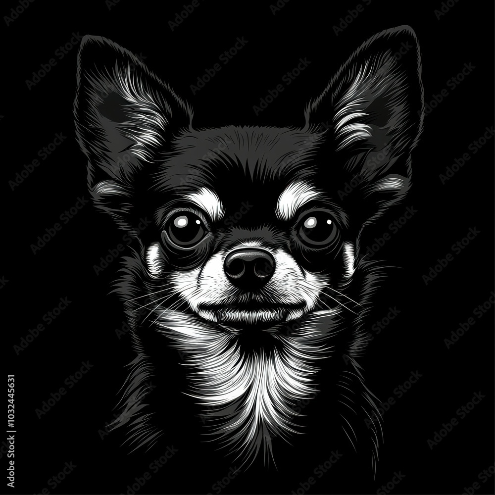 Chihuahua portrait, black background Chihuahua portrait, black background