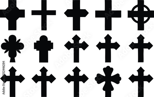 Crosses Symbol Vector Set Religious Icons