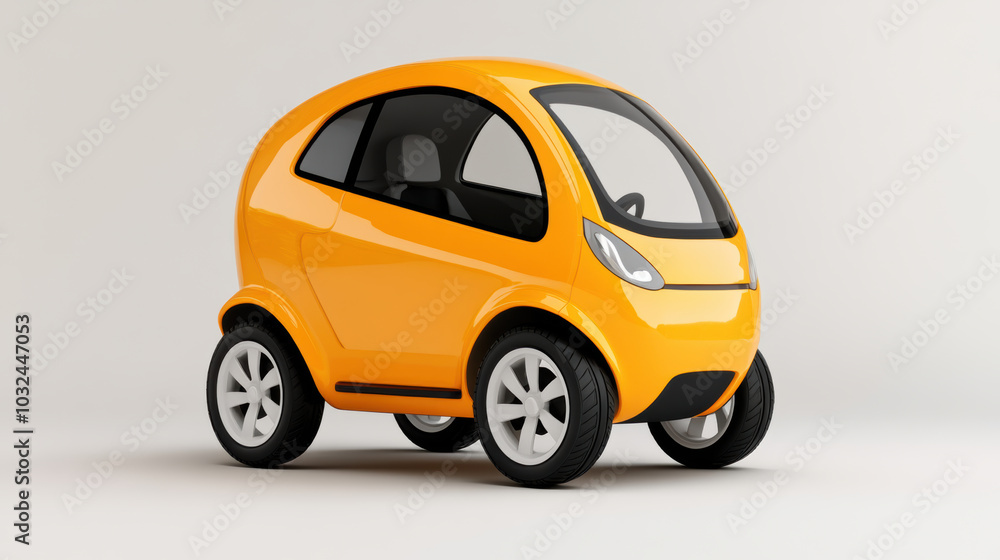 Obraz premium Compact yellow vehicle with modern design, perfect for urban driving