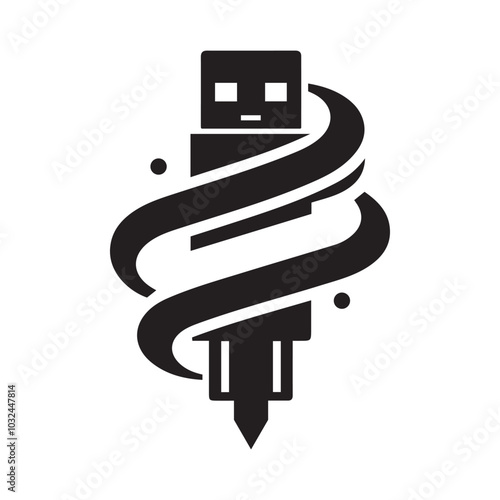 Minimalist USB Pen drive Logo Icon Vector Illustration