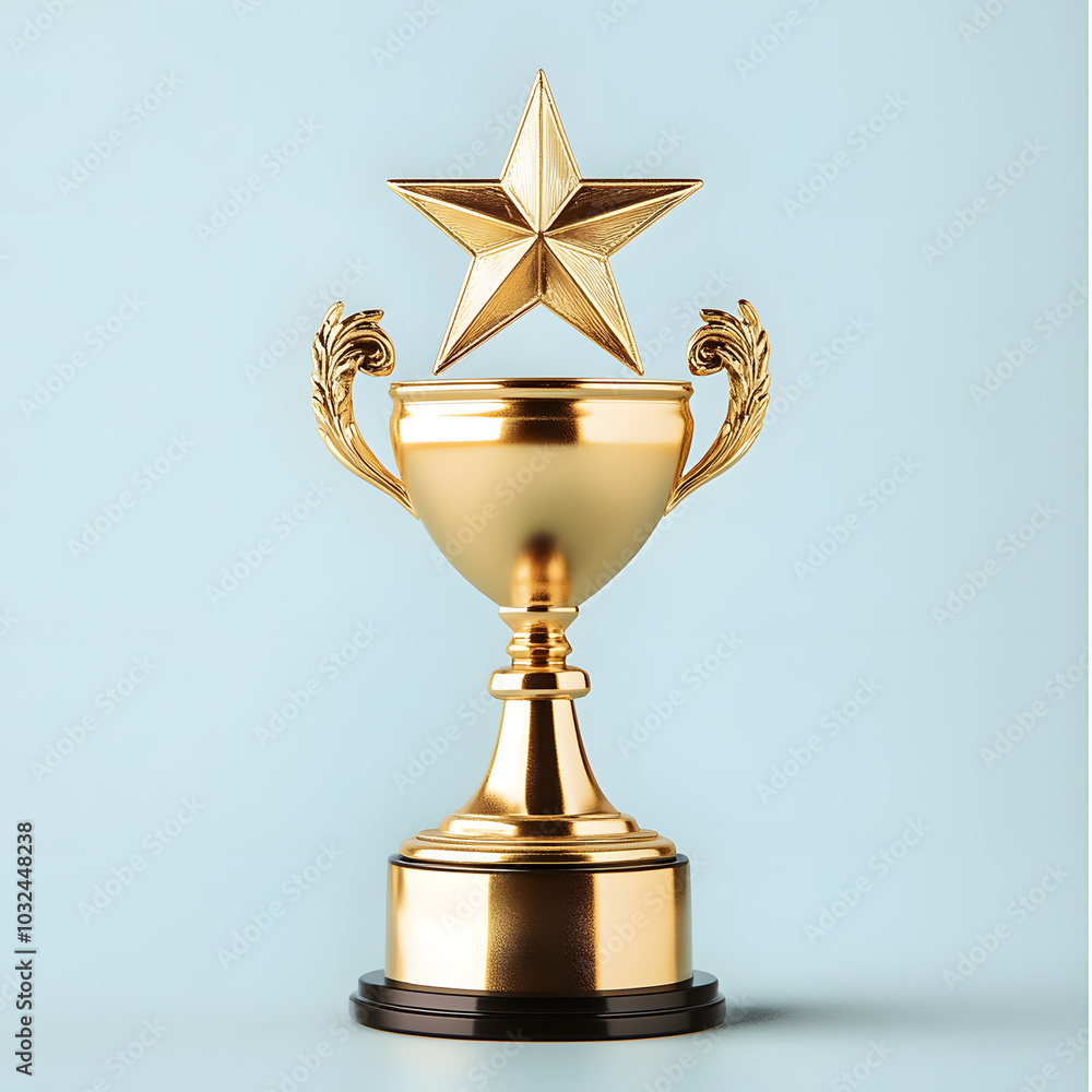 A golden trophy with a star on top A golden trophy with a star on top