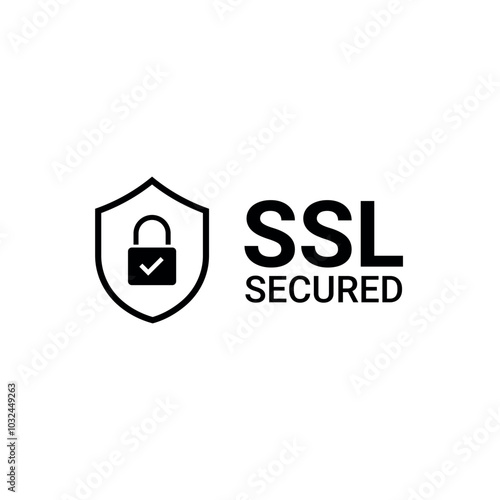 Secure SSL Encryption Logo- Secure Connection and SSL Certificate Icon Vector Illustration