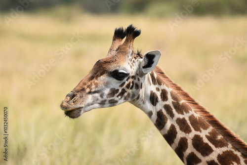 The head and neck of a Giraffe.