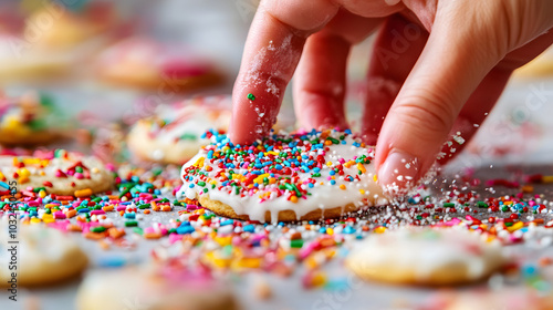 Delicious homemade cookies close-up of handmade sweets with colorful topping