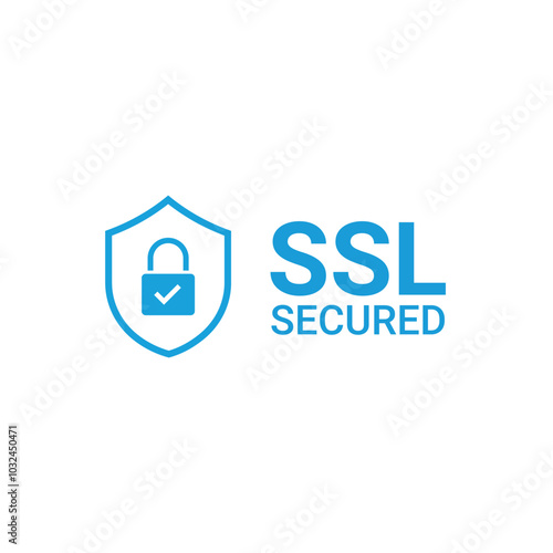 Secure SSL Encryption Logo- Secure Connection and SSL Certificate Icon Vector Illustration