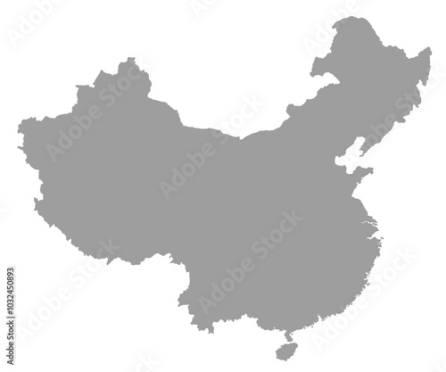 Photography Grey blank China map. people's republic of China, solid map