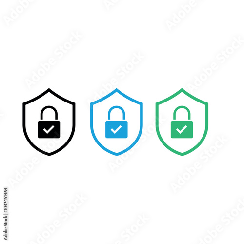 Secure Encryption Protection Shield Verified Padlock Locker Logo Icon