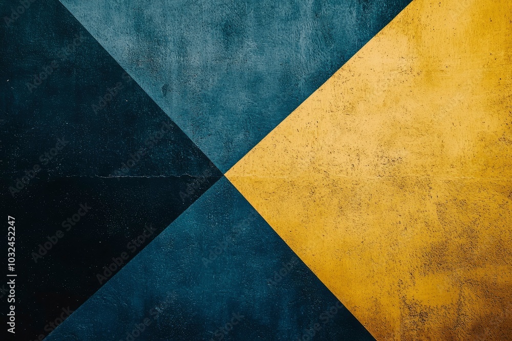 Abstract Geometric Pattern of Yellow and Blue on a Textured Surface Abstract Geometric Pattern of Yellow and Blue on a Textured Surface