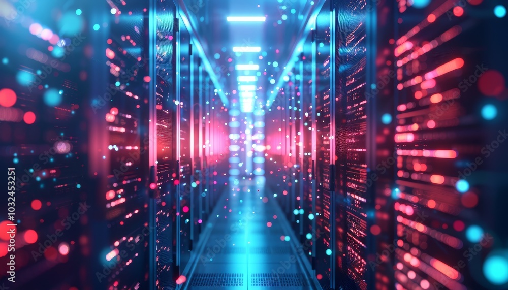 Cyberpunk Server Room Red and Blue Lights Cyberpunk Server Room Red and Blue Lights