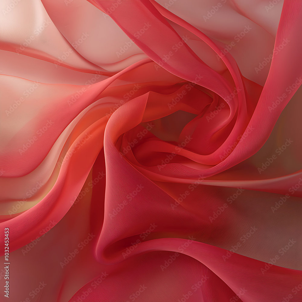 Fototapeta premium Flowing layers of soft red fabric texture