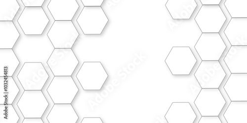 Abstract white background with hexagon and hexagonal background. Luxury white pattern with hexagons. abstract 3d hexagonal background with shadow. 3D futuristic abstract honeycomb mosaic background.