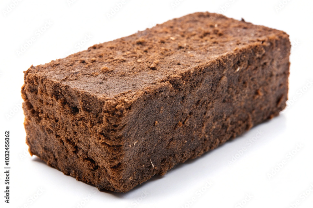Peat block, on white background Peat block, on white background
