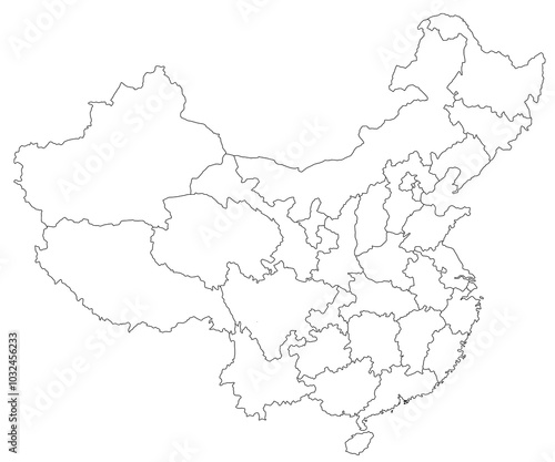 Map of Hong Kong special administrative region (SAR) in China country on white background. single province map highlighted by black colour on China map. East Asia, CN, people's republic of China, PRC