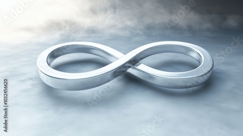 A clean, minimalist infinity symbol representing eternity and boundless potential, set in a serene, abstract background.