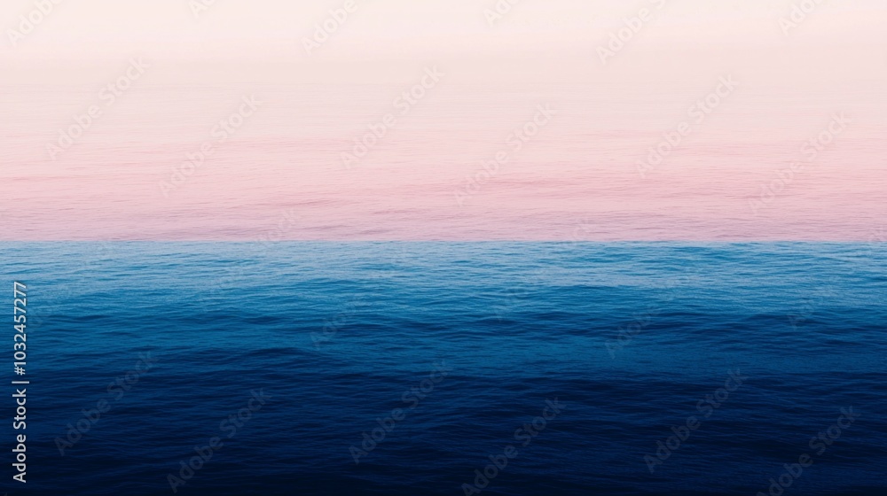 Obraz premium Calm ocean reflects pink and blue hues at sunset, creating a serene atmosphere. Perfect for relaxing and unwinding, this image captures a romantic tropical paradise. Ideal for travel projects