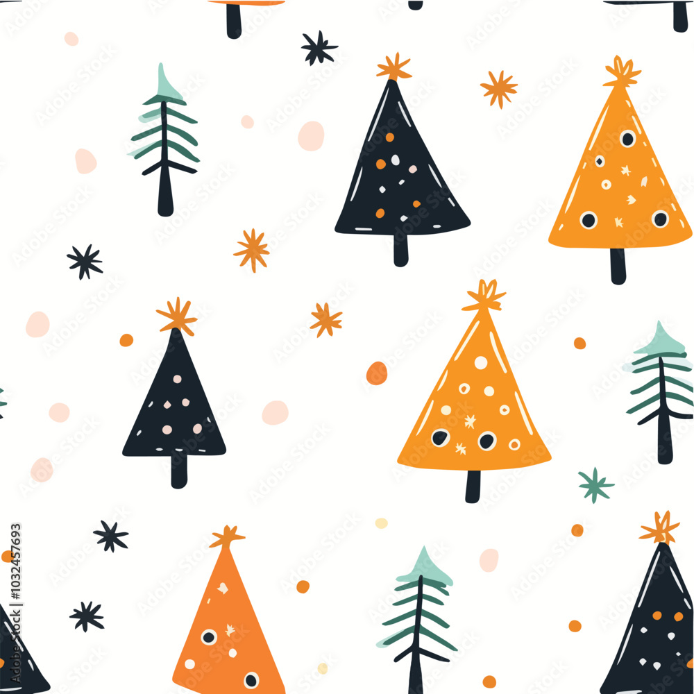 Vector seamless pattern of funny christmas tree in christmas festival Vector seamless pattern of funny christmas tree in christmas festival