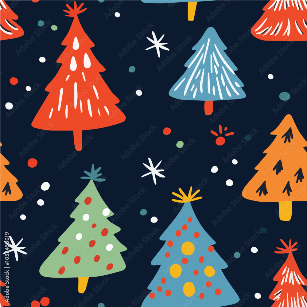Vector seamless pattern of funny christmas tree in christmas festival Vector seamless pattern of funny christmas tree in christmas festival
